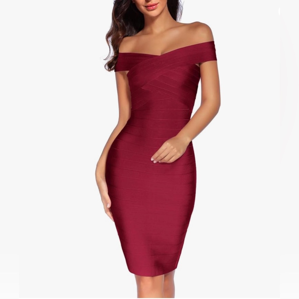 Madam Uniq Women's Bandage Dress Off The Shoulder Bodycon Cocktail Sexy Dress